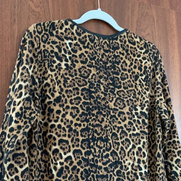 Neiman Marcus Cashmere Collection Leopard Print Cardigan NEW
